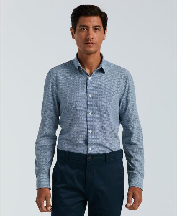 ペリーエリス メンズ トップス シャツ プリント ミニ Perry Ellis Men'slim-Fit Mini Geometric Print Shirt Dark Sapphire サファイア|ReVida 店