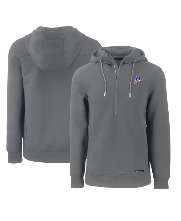 裁断師アンドうしろ側 メンズ アウター パーカー・スウェット Cutter \u0026 Buck Men\u0027s Gray New England Patriots Throwback Roam Eco Half-Zipullover Hoodie Gray 薄墨色