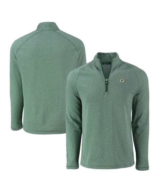 カッターアンドバック メンズ アウター ジャケット・ブルゾン フリース Cutter & Buck Men's Heather Green Bay Packers Peshastin Eco Fleece Tri-Blend Raglan Quarter-Zip Jacket Heather Green ヘザー