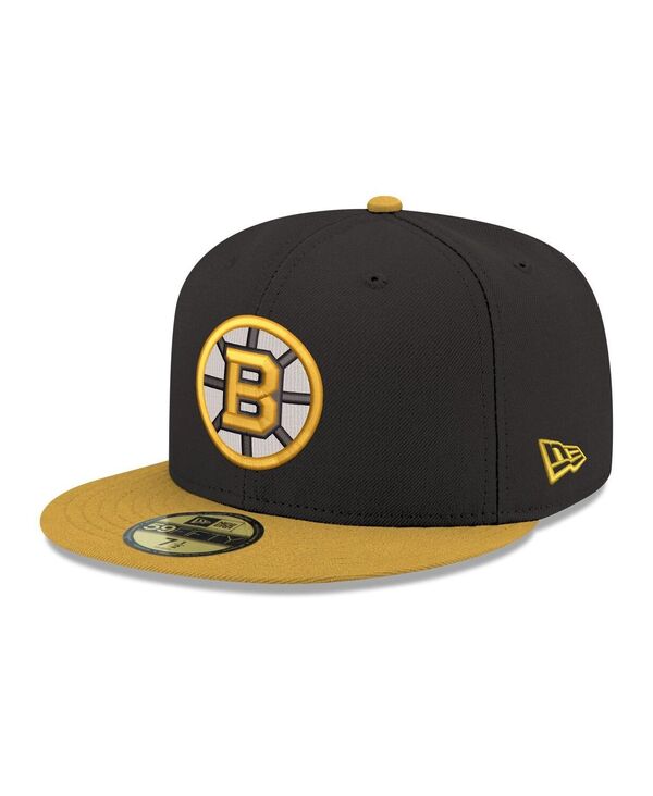 ニューエラ メンズ アクセサリー 帽子 ロゴ New Era Men's Black Boston Bruins Core Logo Two-Tone 59FIFTY Fitted Hat Black Gold ブラック|ReVida 店