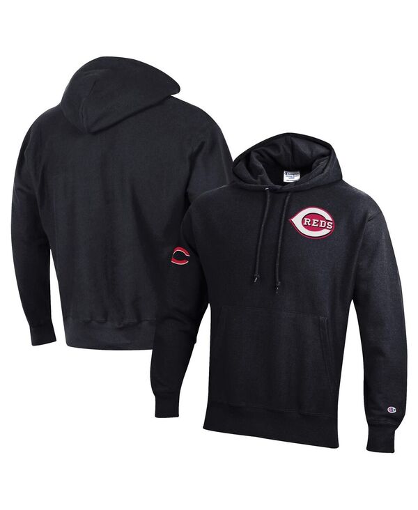 はやりっ児 メンズ アウター パーカー・スウェット Champion Men\u0027s Black Cincinnati Reds Reverse Weave Chenille Hoodie Black 黒いこと