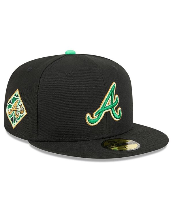 ニューエラ メンズ アクセサリー 帽子 New Era Men Black Atlanta Braves 2026 St. Patrick Day 59FIFTY Fitted Hat Black ブラック