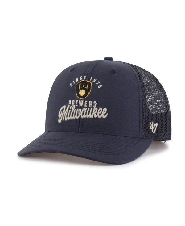 47 ブランド メンズ アクセサリー 帽子 '47 Brand Men's Navy Milwaukee Brewers Pitstop Trucker Adjustable Hat Navy ネイビー
