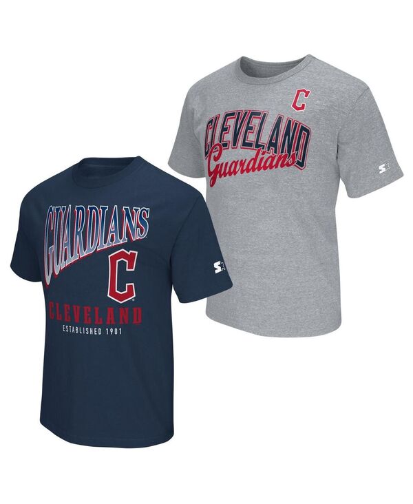 スターター メンズ トップス Tシャツ Starter Men's 2-Pack Navy/Heather Gray Cleveland Guardians T-Shirt Set Navy Heather Gray グレー