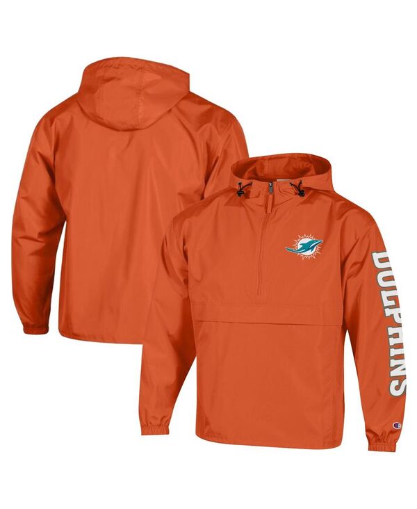 はやりっ子 メンズ アウター 上衣・上衣 Champion Men\u0027s Orange Miami Dolphins Packable Windbreaker Half-Zip Jacket Orange オレンジ色