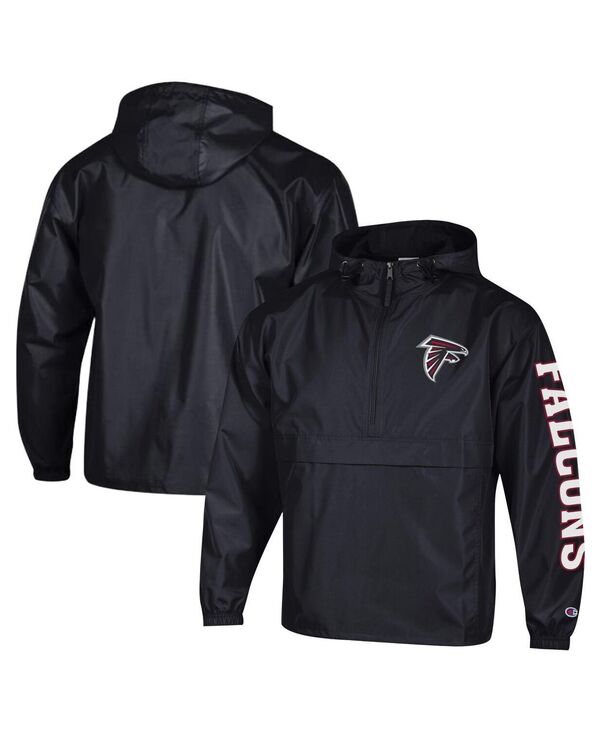 はやりっ子 メンズ アウター 上衣・上衣 Champion Men\u0027s Black Atlanta Falcons Packable Windbreaker Half-Zip Jacket Black 黒いこと