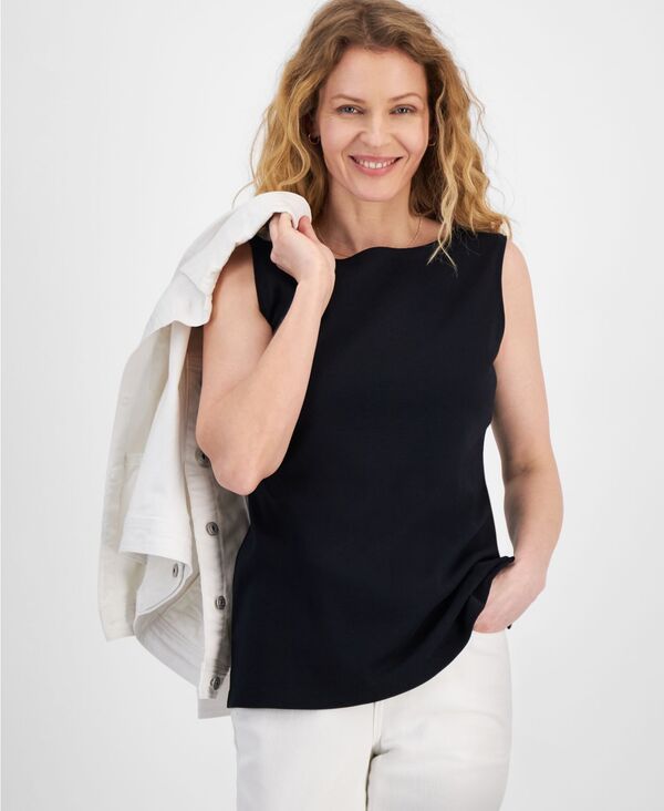 スタイルアンドコー レディース トップス シャツ プチ ノースリーブ Style & Co Petite Sleeveless Boat-Neck Tank Top Created for Macy's Deep Black ブラック