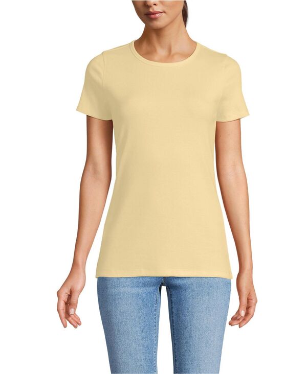 ランズエンド レディース トップス Tシャツ Lands' End Women's Micro Rib T-Shirt Pale sunbeam yellow イエロー