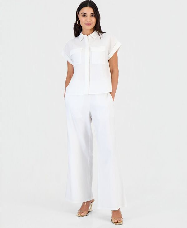 アイ.エヌ.シー インターナショナル コンセプト レディース ボトムス カジュアルパンツ プチ I.N.C. International Concepts Petite High-Rise Pull-On Wide-Leg Pants Created for Macy's Bright White ホワイト