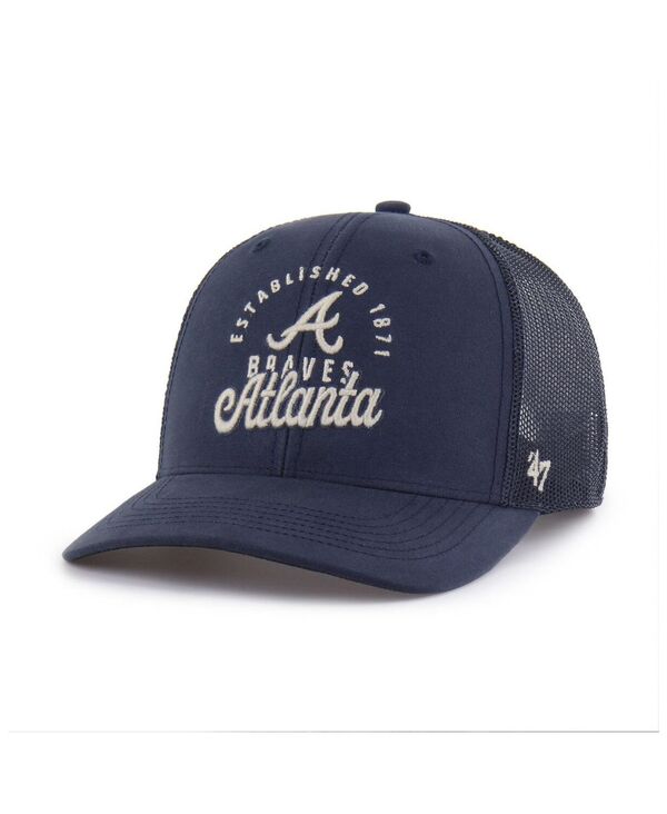 47 ブランド メンズ アクセサリー 帽子 '47 Brand Men's Navy Atlanta Braves Pitstop Trucker Adjustable Hat Navy ネイビー