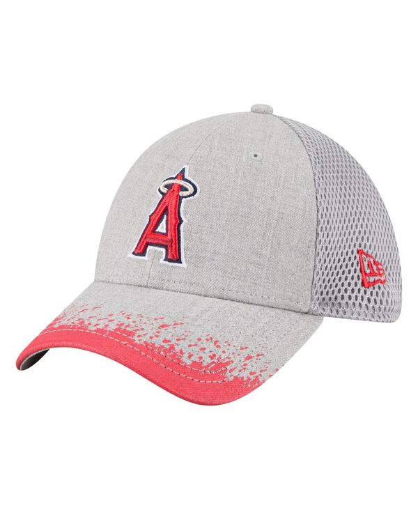 ニューエラ メンズ アクセサリー 帽子 New Era Men's Gray Los Angeles Angels Visor Paint Splatter 39THIRTY Flex Hat Gray グレー|ReVida 店