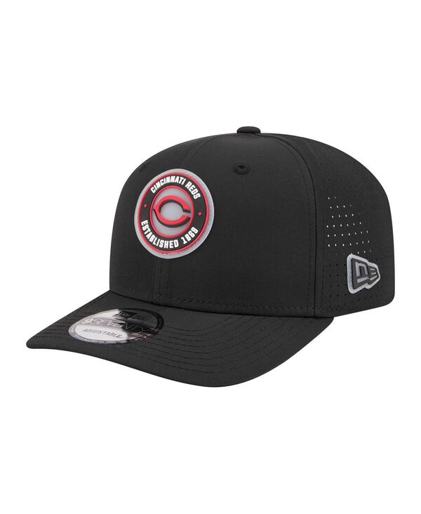 ニューエラ メンズ アクセサリー 帽子 New Era Men's Black Cincinnati Reds Circle 9SEVENTY Adjustable Hat Black ブラック