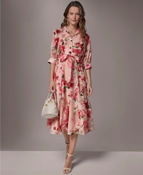 ダナ キャラン ニューヨーク レディース トップス シャツ プリント Donna Karanew York Women's Printed Collared Neck Shirt Dress Geraniumulti マルチカラー