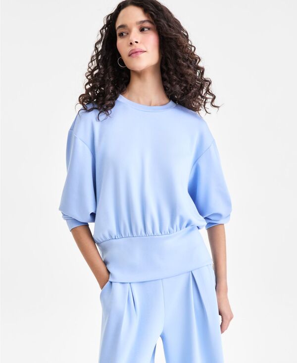 アイ.エヌ.シー インターナショナル コンセプト レディース アウター パーカー・スウェット シャツ I.N.C. International Concepts Women's Off-Duty Banded-Bottom Sweatshirt Macy's Exclusive Air Blue ブルー