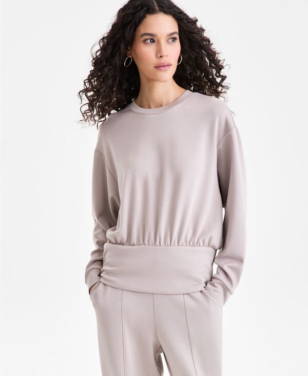 アイ.エヌ.シー インターナショナル コンセプト レディース アウター パーカー・スウェット シャツ I.N.C. International Concepts Women's Off-Duty Banded-Bottom Sweatshirt Macy's Exclusive Taupe トープ