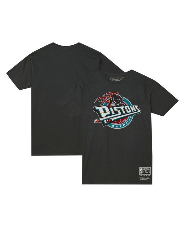 ミッチェル&ネス メンズ トップス Tシャツ ロゴ Mitchell & Ness Men's and Women's Black Detroit Pistons Hardwood Classics MVP Throwback Logo T-shirt Black ブラック