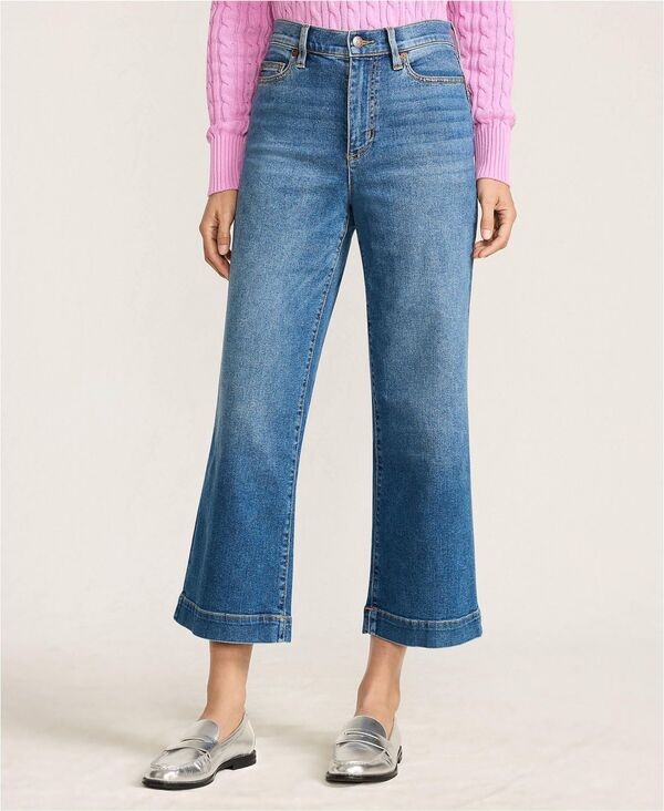 ランズエンド レディース ボトムス カジュアルパンツ ワイドレッグ デニム ジーンズ Lands' End Women's Recover Denim High Rise Wide Leg Crop Jeans Indigo tide blue インディゴ|ReVida 店