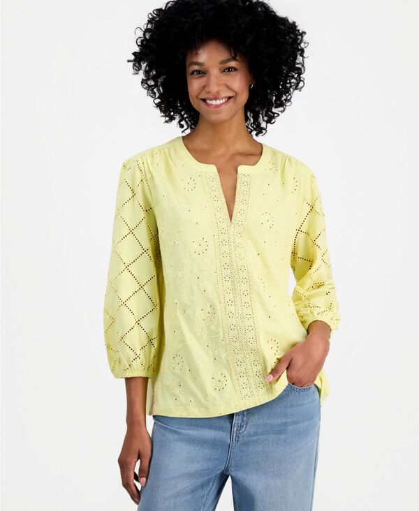 スタイルアンドコー レディース トップス シャツ プチ ニット Style & Co Petite Solid Knit Eyeletop Exclusively at Macy'sunshine