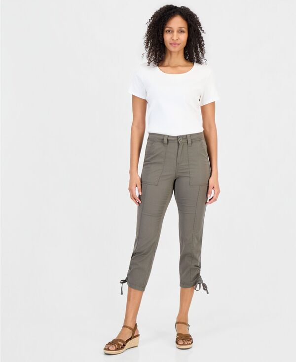 スタイルアンドコー レディース ボトムス カジュアルパンツ アンクル Style & Co Women's Mid Rise Tie-Hem Ankle Pants Exclusively at Macy's Olive オリーブ