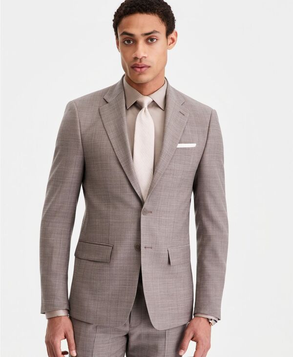 カルバンクライン メンズ アウター 上衣・上衣 毛糸 Calvin Klein Men\u0027slim-Fit Wool-Blend Suit Separates Jacket Light Brown 赤銅色
