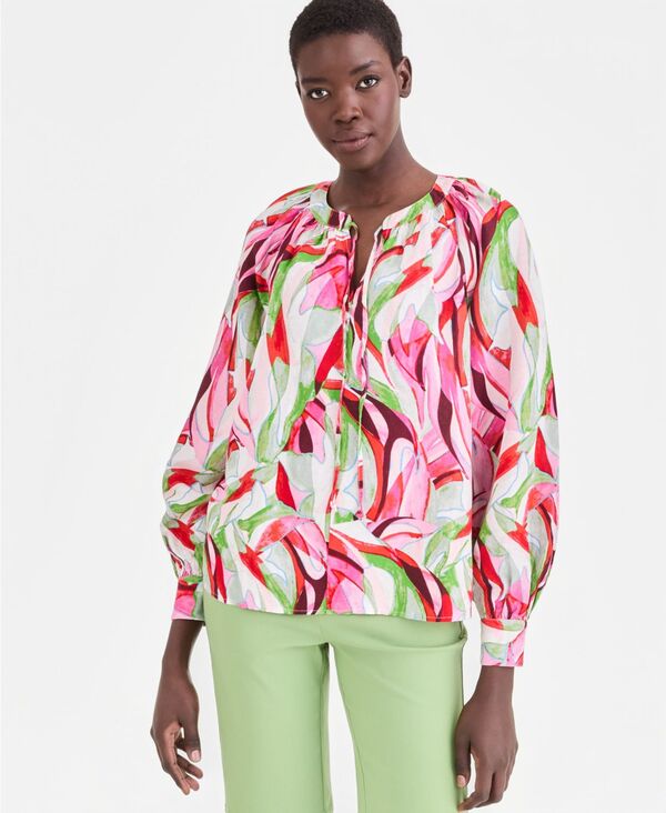 アイ.エヌ.シー インターナショナル コンセプト レディース トップス シャツ ブラウス リネン I.N.C. International Concepts Women's Long Sleeve Linen-Blend Blouse Macy's Exclusive Casey Abs|ReVida 店