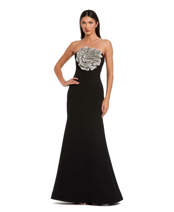 マックダガル レディース トップス ワンピース クレープ ストラップレス Mac Duggal Women'strapless Crepe Trumpet Gown with 3D Rhinestone Black ブラック 91,190円