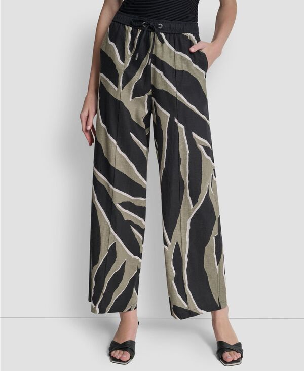 ダナ キャラン ニューヨーク レディース ボトムス カジュアルパンツ プリント アンクル DKNY Women's Printedrawstring Ankle-Length Pants Jungle Block