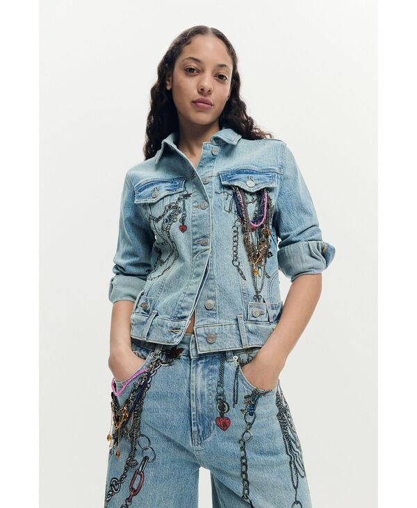 デジグアル レディース アウター ジャケット・ブルゾン デニム Desigual Women's Denim Trucker Jacket Medium blue ブルー