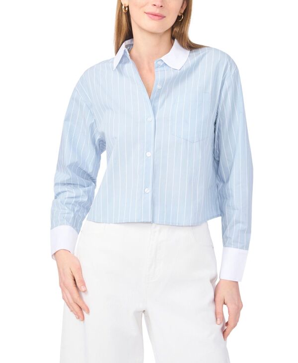 ワンステイト レディース トップス シャツ 長袖 1.STATE Women's Collared Buttoned Long-Sleeve Shirt Blue Denim デニム