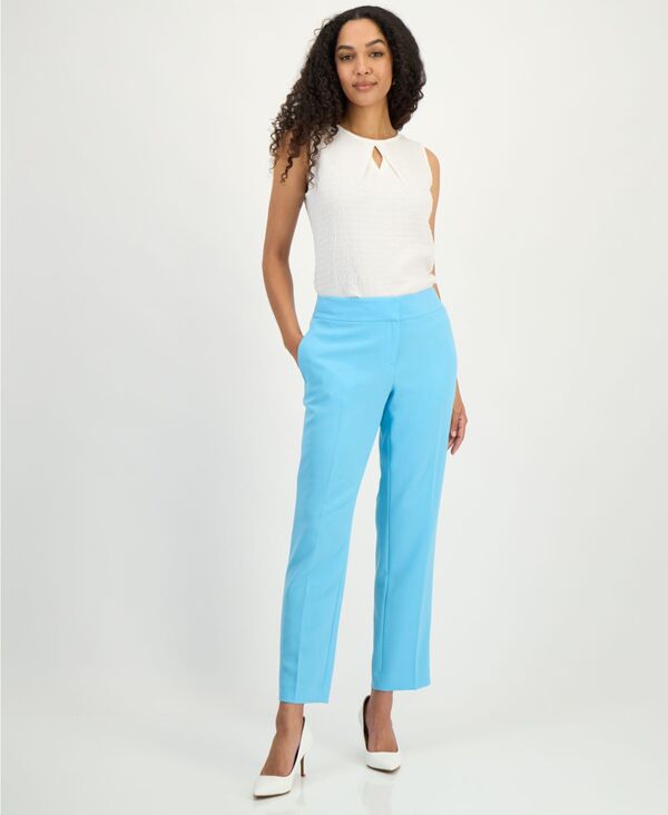 カスパール レディース ボトムス カジュアルパンツ プチ Kasper Petite Mid-Rise Straight-Leg Pants Aqua Oasis アクア