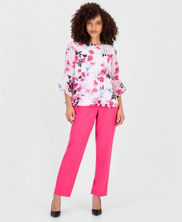 カスパール レディース ボトムス カジュアルパンツ プチ Kasper Petite Mid-Rise Straight-Leg Pants Pink Perfection ピンク｜ReVida 店