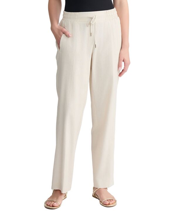 ジョーンズニューヨーク レディース ボトムス カジュアルパンツ プチ リネン Jones New York Petite Mid-Rise Welt Pocket Linen Long Casual Pants Natural Stone ストーン