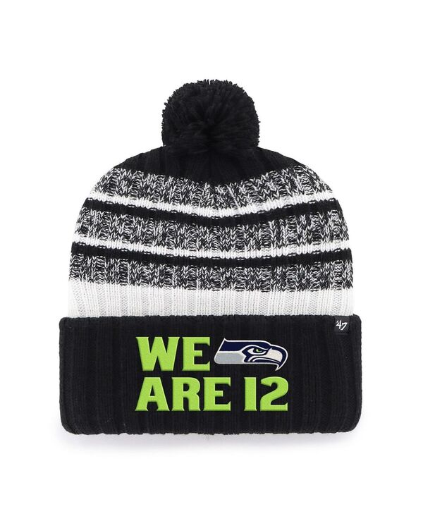 47 ブランド メンズ アクセサリー 帽子 ニット '47 Brand Men's Black Seattle Seahawks Local Cuffed Knit Hat with Pom Black ブラック