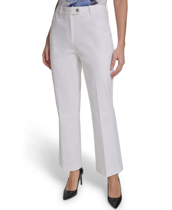 カルバンクライン レディース ボトムス カジュアルパンツ プチ Calvin Klein Petite Mid-Rise Zip Closure Straight-Leg Pants White ホワイト