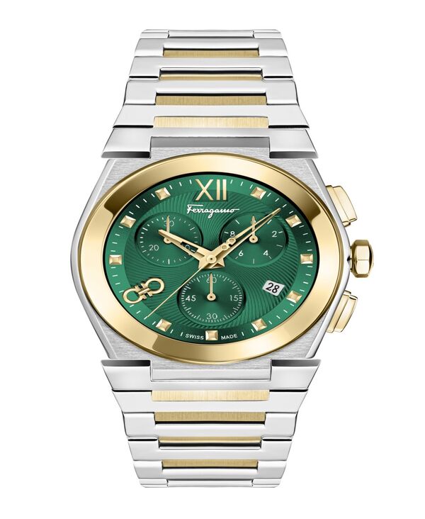 フェラガモ メンズ アクセサリー 腕時計 Tシャツ Ferragamo Men's Two-Tone Stainlessteel Bracelet Watch 40mm Two Tone|ReVida 店