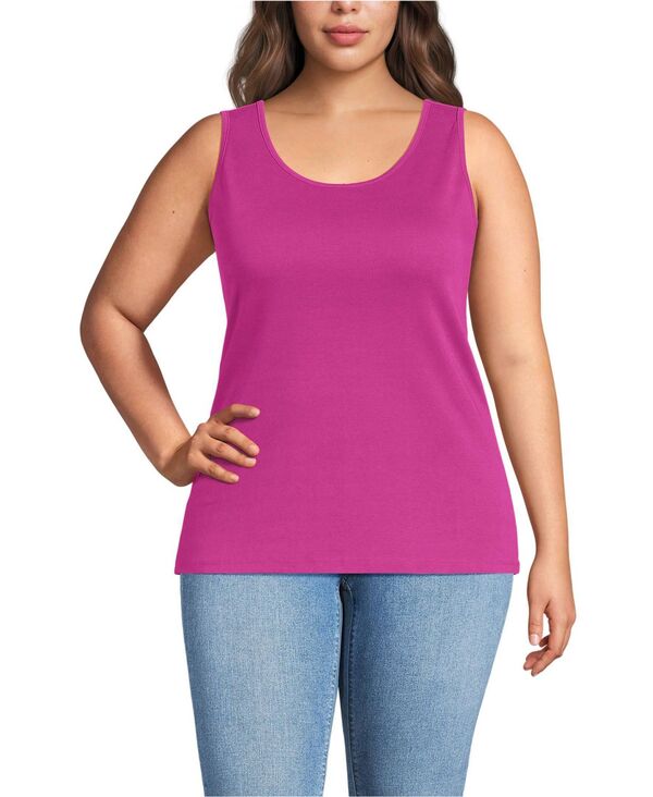ランズエンド レディース トップス シャツ プラスサイズ コットン Lands' End Plusize Cotton Tank Top Raspberry sorbet
