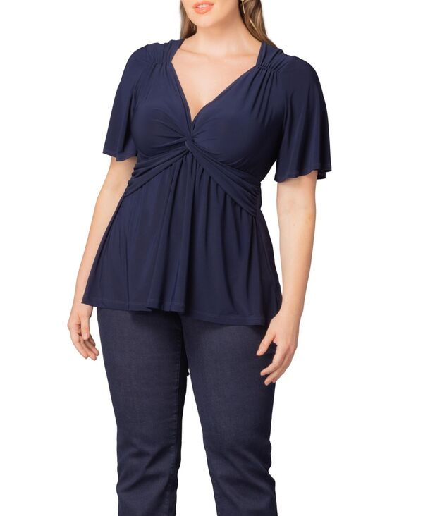 キヨナ レディース トップス シャツ プラスサイズ Kiyonna Plusize Abby Twist Frontop Nouveau navy ネイビー 15,386円