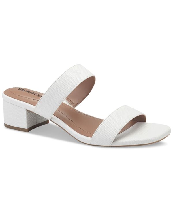 スタイルアンドコー レディース シューズ サンダル ヒール Style & Co Victoriaa Double Band Block Heel Dressandals Created for Macy's Bone Lizard｜ReVida 店