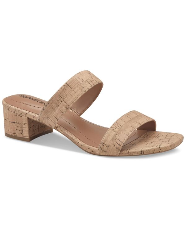 スタイルアンドコー レディース シューズ サンダル ヒール Style & Co Victoriaa Double Band Block Heel Dressandals Created for Macy's Cork