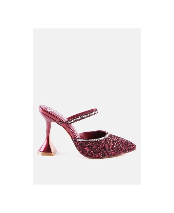 ロンドンラグ レディース シューズ サンダル ヒール London Rag Iris Glitter Diamantembellished Spool Heel Sandals Wine ワイン
