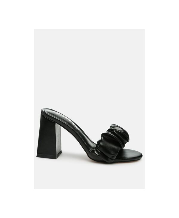 ロンドンラグ レディース シューズ サンダル ギャザー ヒール London Rag Womens Noie Ruched Strap Block Heel Sandals Black ブラック