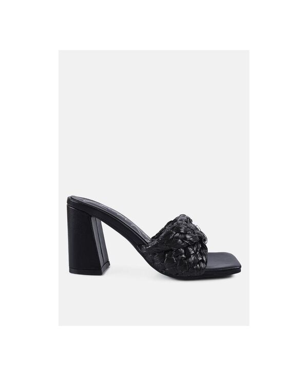 ロンドンラグ レディース シューズ サンダル London Rag Womens Pout Pro Braided Raffia Block Sandals Black ブラック