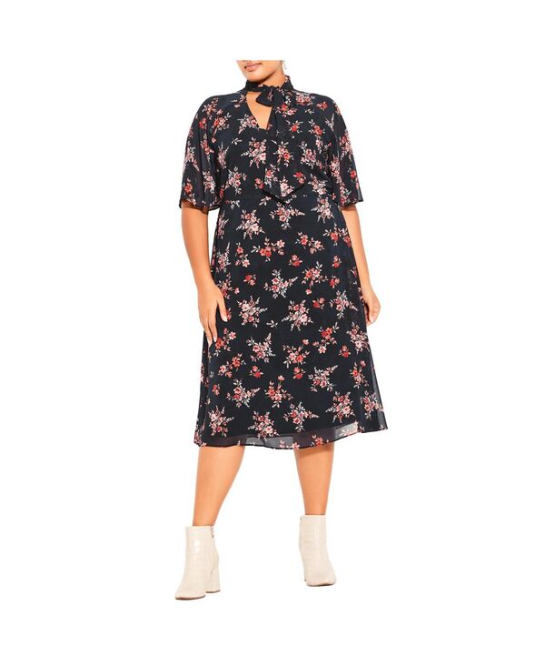 シティーシック レディース トップス ワンピース CITY CHIC Women's Alexandra Dress Black ditsy bloom ブラック