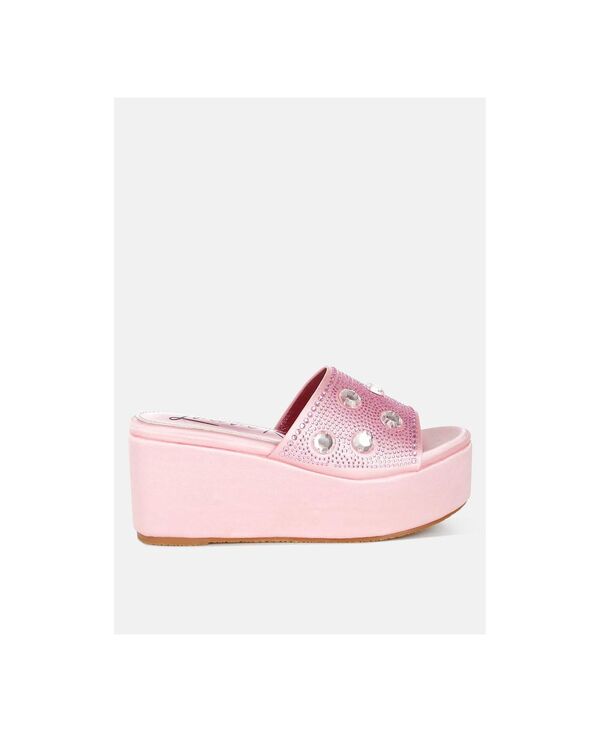 ロンドンラグ レディース シューズ パンプス サンダル London Rag Womens Meta charts Diamante and Rhinestone Flatform Sandals Pink ピンク 13,666円