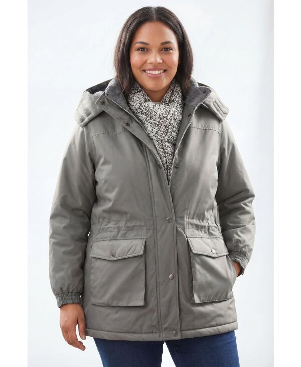 ウーマン ウィズイン レディース アウター ジャケット・ブルゾン プラスサイズ パーカー Woman Within Plusize Microfiber Parka Slate スレート