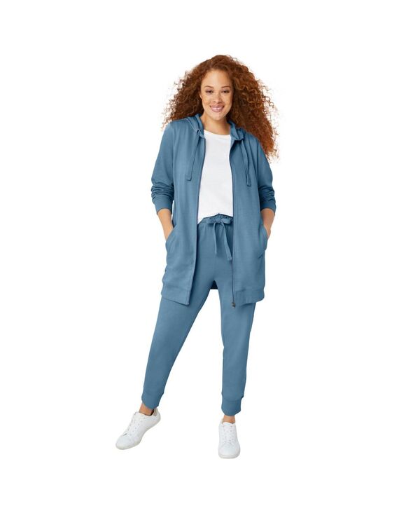 Ellos レディース ボトムス カジュアルパンツ パイル ellos Women's French Terry Jogger Blue shadow ブルー