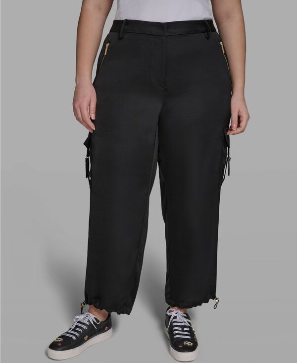 カール ラガーフェルド レディース ボトムス カジュアルパンツ カーゴパンツ プラスサイズ KARLAGERFELD PARIS Plusize Bungee Cargo Pants Black ブラック 20,931円