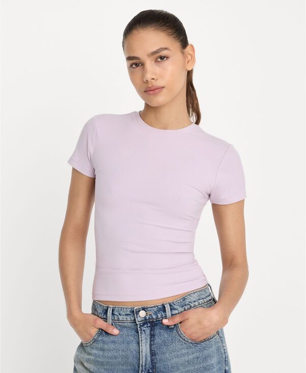 グッドアメリカン レディース トップス Tシャツ クルーネック プラスサイズ Good American Women'super Stretch Crewneck T-Shirt Regular & Plusize Light Lilac ライラック