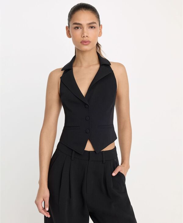 グッドアメリカン レディース トップス ベスト プラスサイズ ホルター Good American Women's Halter Neck Vest Regular & Plusize Black001|ReVida 店
