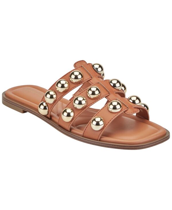 マークフィッシャー レディース シューズ スリッポン・ローファー サンダル Marc Fisher Women\u0027s Zalary Ornamented Strappy Slip-On Sandals Medium Brown/Gold 赤銅色